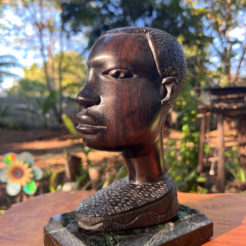 Ebony Wood Bust Sculpture marble base not included